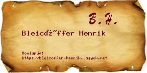 Bleicöffer Henrik névjegykártya